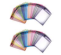 FYOBOT 60 Pack Dry Erase Pockets PVC Transparent Dry Erase File Bag Reusable Dry Erase Bag