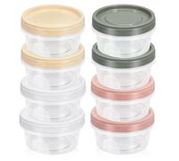 FYOBOT 8PCS Round Plastic Containers with Lids, Reuseable Small Freezer Storage Container Jars with Screw Lid 400ML