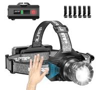 FYONIO Rechargeable Head Torch, 3,000 Lumens Super Bright LED Headlamp with Motion Sensor, 9 Modes Waterproof Headtorch, Zoomable Headlight, 90° Adjustable Lamp for Camping, Hiking, Work & Fishing