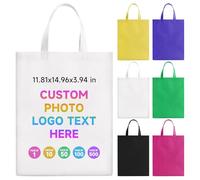 Fyore 10 Pack Custom Tote Bags with Logo, Bulk Personalised Reusable Promotional Bags With Your Logo Text Non-woven Shopping Bags with Handles for Business Events and Daily Use - 11.81x14.96x3.94in