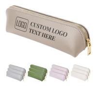 Fyore 10 Pack Personalised Pencil Case with Logo Text - Bulk Custom Leather Slim Pen Bag with Metallic Zipper for Students & Office