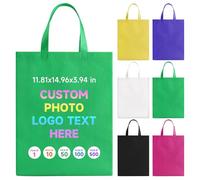 Fyore 100 Pack Custom Tote Bags with Logo, Bulk Personalised Reusable Promotional Bags With Your Logo Text Non-woven Shopping Bags with Handles for Business Events and Daily Use - 11.81x14.96x3.94in