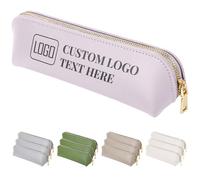 Fyore 100 Pack Personalised Pencil Case with Logo Text - Bulk Custom Leather Slim Pen Bag with Metallic Zipper for Students & Office