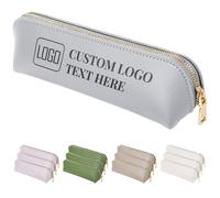 Fyore 2 Pack Personalised Pencil Case with Logo Text - Bulk Custom Leather Slim Pen Bag with Metallic Zipper for Students & Office