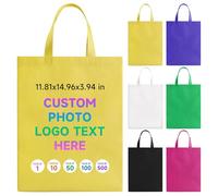 Fyore 50 Pack Custom Tote Bags with Logo, Bulk Personalised Reusable Promotional Bags With Your Logo Text Non-woven Shopping Bags with Handles for Business Events and Daily Use - 11.81x14.96x3.94in