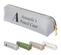 Fyore Bulk Custom Personalised Leather Pencil Case with Initials Name- Slim Pen Bag with Metallic Zipper for Students & Office