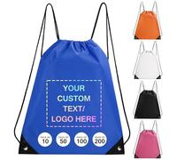 Fyore Custom Drawstring Bags with Logo Text, Bulk Personalised Promotional Items with Your Logo, 420D Polyester Customise Cinch Sack Bags for Travelling, Gym, Business Events, Daily Use
