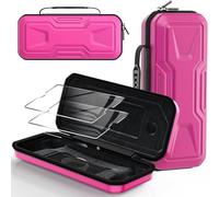 FYOUNG Accessories Bundle for PlayStation 4 Skin, Carry Case with Hard Clear Protective Cover and Tempered Glass Screen Protector, Portable Hard Shell Travel -Pink