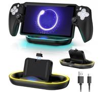 FYOUNG Charging Dock for PlayStation Portal Compatible with Protective Cover, RGB Portable Charger Stand with USB-C Cable, Charging Station with Magnetic Type C Port for PS Portal - Black
