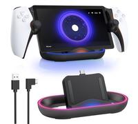 FYOUNG Charging Dock Station for Playstation Portal, Portable Charger Stand for Ps Portal with RGB Light and USB C Charging Cable, Handheld Stand Holder for Playstation Portal - Black
