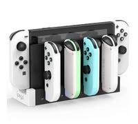 FYOUNG Controller Charger for Joy Con Compatible with Nintendo Switch & Switch OLED Model, USB Charging Dock for JoyCons Remote with LED Indicator - White&Black