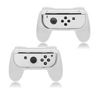 FYOUNG Controller Grip for JoyCon Compatible with Nintendo Switch & Switch OLED Model, Comfort JoyCon Holder Accessories (2 Pack) - White