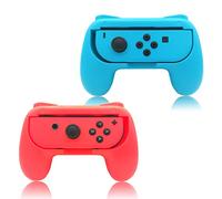 FYOUNG Controller Grip for JoyCon Compatible with Nintendo Switch & Switch OLED Model, Comfort JoyCon Holder Accessories (2 Pack) - Blue/Red