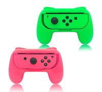 FYOUNG Controller Grip for JoyCon Compatible with Nintendo Switch & Switch OLED Model, Comfort JoyCon Holder Accessories (2 Pack) - Pink/Green