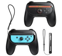 FYOUNG Controller Grip for Nintendo Switch 2 (2025)/ Switch 1/OLED - Ergonomic Handle for JoyCon 2&1 Comfort Holder Accessories (2 Pack) - Black