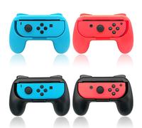 FYOUNG Controller Hand Grip Compatible with Joy Con for Switch & OLED Model, Comfort Remote Holder Accessories (4 Pack) - Black,Black,Blue,Red