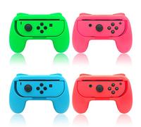 FYOUNG Controller Hand Grip Compatible with Joy Con for Switch & OLED Model, Comfort Remote Holder Accessories (4 Pack) - Red,Blue,Green,Pink