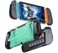 FYOUNG Dockable Protective Case for Nintendo Switch 2 with Hard PC Front Cover, Adjustable Kickstand, 12 Game Card Slots, Shock-Proof&Anti-Scratch Shell for Switch 2 (Light Green, Case+Front Cover)