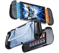 FYOUNG Dockable Protective Case for Nintendo Switch 2 with Hard PC Front Cover, Adjustable Kickstand, 12 Game Card Slots, TPU Grip for Joycon, Shock-Proof&Anti-Scratch Shell for Switch 2-Light Blue