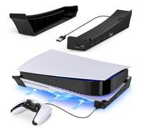 FYOUNG Horizontal Stand Bracket for PS5 Disc & Digital Edition with Extended USB port, Support Base for PS5 Stand Accessories with Anti-Slip Mads - Black
