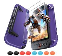 FYOUNG Protective Case for Nintendo Switch 2 2025, Slim Hard Shell for Switch 2 Accessories, Scratch&Shock Protection Cover with Screen Protector, 8 Thumb Grip(Purple, Switch 2 7.9inch)