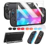 FYOUNG Protective Case for Nintendo Switch 2 2025, Slim Hard Shell for Switch 2 Accessories, Scratch&Shock Protection Cover with Screen Protector, 8 Thumb Grip(Solid Black, Switch 2 7.9inch)