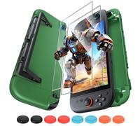 FYOUNG Protective Case for Nintendo Switch 2 2025, Slim Hard Shell for Switch 2 Accessories, Scratch&Shock Protection Cover with Screen Protector, 8 Thumb Grip(Green, Switch 2 7.9inch)