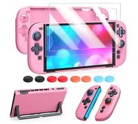 FYOUNG Protective Case for Nintendo Switch 2 2025, Slim Hard Shell for Switch 2 Accessories, Scratch&Shock Protection Cover with Screen Protector, 8 Thumb Grip(Solid Pink, Switch 2 7.9inch)