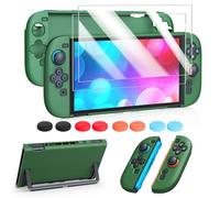 FYOUNG Protective Case for Nintendo Switch 2 2025, Slim Hard Shell for Switch 2 Accessories, Scratch&Shock Protection Cover with Screen Protector, 8 Thumb Grip(Solid Green, Switch 2 7.9inch)