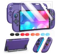 FYOUNG Protective Case for Nintendo Switch 2 2025, Slim Hard Shell for Switch 2 Accessories, Scratch&Shock Protection Cover with Screen Protector, 8 Thumb Grip(Solid Purple, Switch 2 7.9inch)