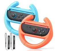 FYOUNG Steering Wheel Grip for Nintendo Switch 2/Switch 1/Switch OLED Controllers, Ergonomic Racing Accessories for Joycon/Joycon 2, for Mario Kart 8 Deluxe Switch Games - Blue/Orange