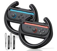 FYOUNG Switch Steering Wheel for JoyCon 2 & 1 - Compatible with Nintendo Switch 2/1 /OLED Controller Racing Wheel Grip Accessories for Mario Kart 8 Deluxe Game(2 Pack) - Black