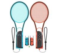 FYOUNG Tennis Racket Pair for Nintendo Switch 2 Joy Cons, Hand Grips Compatible with Switch 2/OLED/Switch 1 Handle Grip Holder for Mario Tennis Aces Sports Game Accessories with Hand Staps