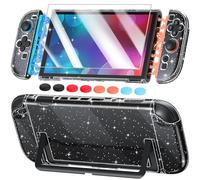 FYOUNG Upgrade Switch 2 Protective Case&Screen Protector Set, Dockable Cover Hard Shell for Nintendo Switch 2 2025 Console Accessories,Travel-Friendly,Kickstand Cutouts(Glitter, for Switch 2 7.9inch)