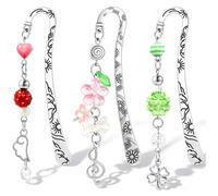 Fyoutt 3Pcs Metal Bookmark for Women Cute Book Marks for Reading Y2k Aesthetic Bookmarks Bulk Silver Floral Bookmark Pink Fancy Personalized Book Lover Gifts for Coworker Adult Reader Club Accessories