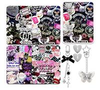 Fyoutt 6Pcs Inserts for E-Reader Clear Case 2Pcs Phone Charm Bracelets 6.8"x4.8" Black Theme E-Reader Back Cover Insert Compatible with Paper White 11th-12th Valentine Gift for Book Lover