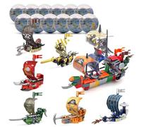 Fyozyon 12 Pack Easter Eggs Construction - Surprise Eggs filled with Construction Vehicles,Building Block Car Toys for Boys,Party Favors for Kids,Easter Basket Stuffers (Pirate Ship)