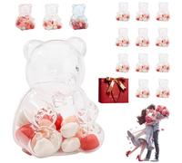 Fyozyon 12 Pcs Gummy Bear Container for Valentine Gift, Large Clear Plastic Candy Boxes, Reusable, Giant Gummy Bear Storage Box for Valentine's Day, Birthday Party and Favors (White)