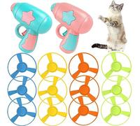 Fyozyon 14 PCS Cat Fetch Toy with Colorful Flying Propellers Set, Cat Playing Tracking Interactive Toys for Kitten Chasing Training Hunting