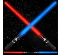 Fyozyon 2 in 1 Light Up Saber Blue & Red 2 Pack for Kids, Expandable Light Up Sword for Kids Lightsaver, LED + FX Sound Lightsavers Dual, Light Up Toy, Dark Saber Galaxy Wars Saber