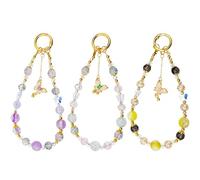 Fyozyon 3PCS Cute Beaded Phone Wrist Strap, Butterfly Bow Camera Strap Wrist Beaded Phone Bracelet Wrist Straps for Camera Bag Accessories