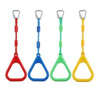 Fyozyon 4 Colorful Ninja Rings, Gymnastic Rings Trapeze Swing Bar Ring with Triangle Handle for Home Gym Playground Ninja Warrior Obstacle Course Training Workout (4)