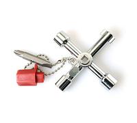 Fyozyon 4 Way Cross Key Zinc Alloy Multifunction Triangle Wrench Key Universal Opening Key Plumbers Electricians Tool for Gas Electric Meter Cabinets Bleed Radiators