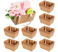 Fyozyon 48 Pcs Easter Basket for Gifts Empty DIY Bulk Party Gift Basket Kit with Handles Market Trays for Packages Wrapping Wedding Party Anniversary Display (Brown, White,1)