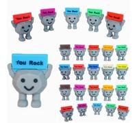 Fyozyon 50pcs Mini Rubber You Rock Positive Figures Toys for Easter Basket Stuffers Egg Fillers Encouragement Gifts Party Favors You Rock Mini Figures
