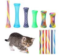 Fyozyon 60 Pcs Cat Spring Toys Kitten Colorful Fun Tubes Indoor Interactive Cat Tube Plastic Coil for Pet Hunt Scratching, Random Colors