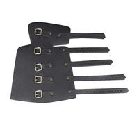 Fyozyon Archer Arm Bracers - Leather Wrist Guard, Steampunk Costume Gloves | Adjustable Cosplay Accessory Uses, Medieval Archer (Black)