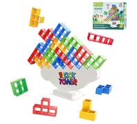 Fyozyon Balance Stacking Blocks Game, 48pc Tower Stack Game, Stacking Toys for Toddlers 1-3 Kids Teen Boys Girls Family, Tetra Tower Stack Blocks Board Game for Parties Travel Classroom Birthday