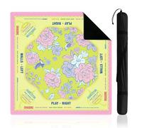 Fyozyon Blue American Mahjong Mat with Rules for Table, No Creases, Ships Rolled, 31.5 x 31.5 Non-Slip Noise Reduction Gaming Mat with Carrying Bag (Yellow and Pink,Flower)