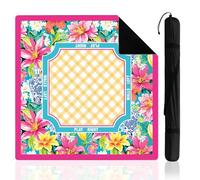 Fyozyon Blue American Mahjong Mat with Rules for Table, No Creases, Ships Rolled, 31.5 x 31.5 Non-Slip Noise Reduction Gaming Mat with Carrying Bag (Hot Pink,Vacation)